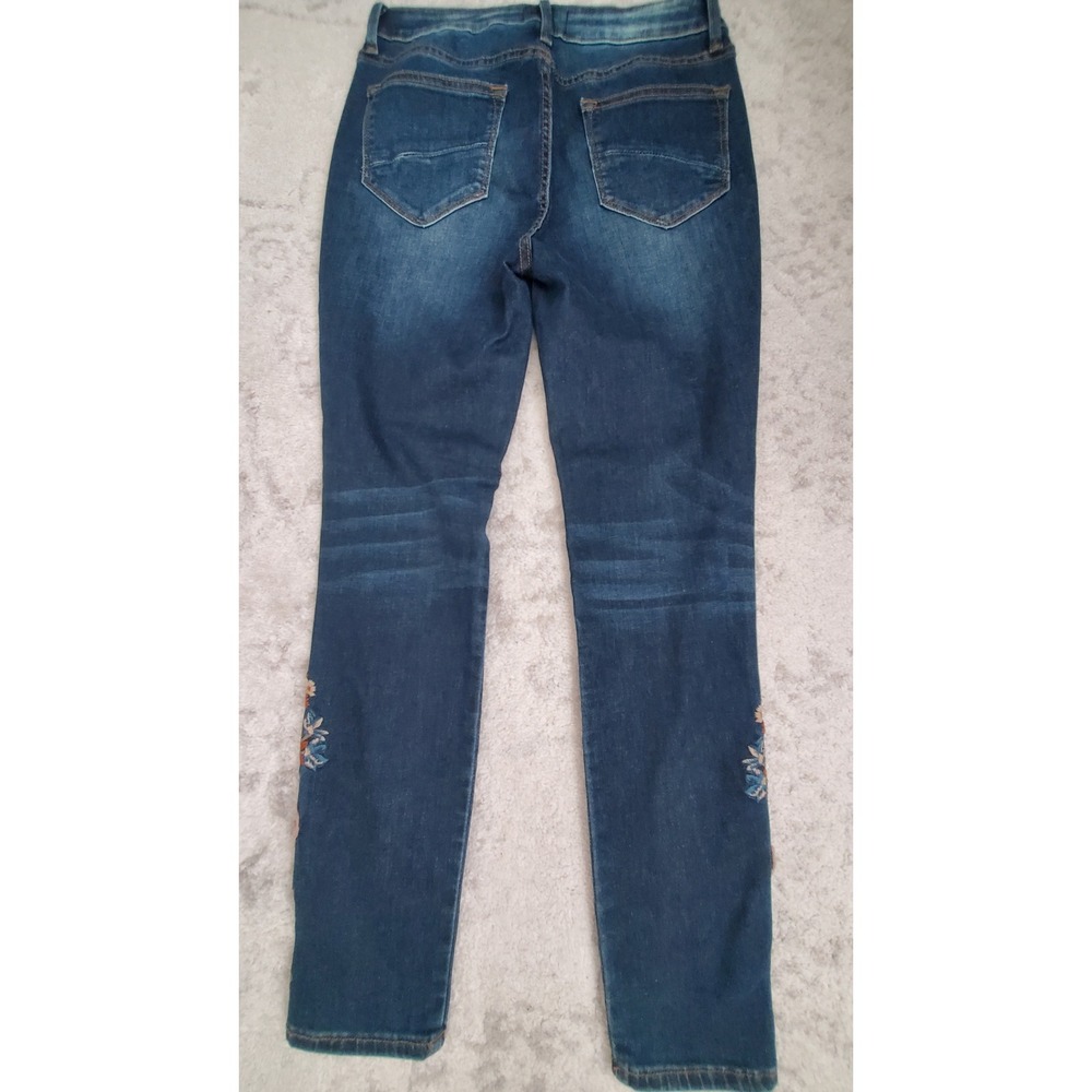 Driftwood Floral Embroidered Skinny Jeans Medium Wash Denim Size 27 Boho - Picture 2 of 11
